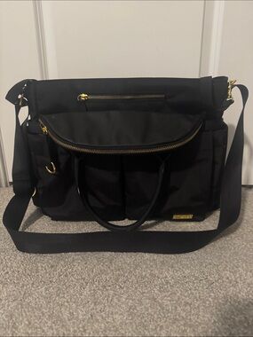 Black Skip Hop Bag with Gold Hardware